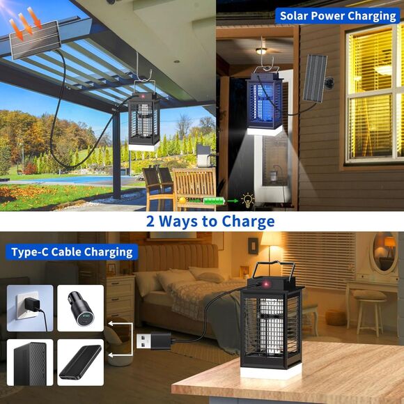 Solar Bug Zapper Outdoor 2024 Upgraded, Human Motion Sensor Mosquito Zapper - Picture 6 of 8